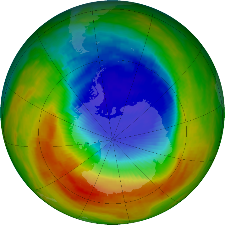 Antarctic ozone map for 29 October 1991